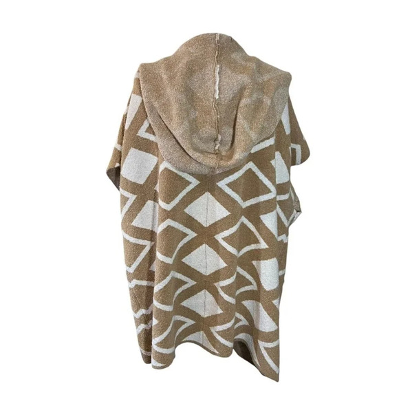 Lane Bryant Hooded Cardigan Sweater Plus Size 18/20 Geometric Tan White Duster - Picture 2 of 8